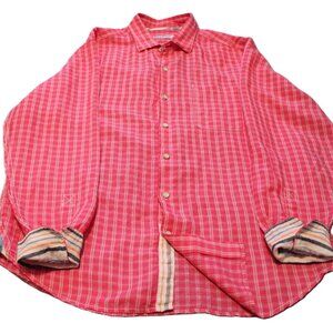 Coastal American Eclectic Tommy Bahama Pink Plaid Button-up Shirt Men’s Large